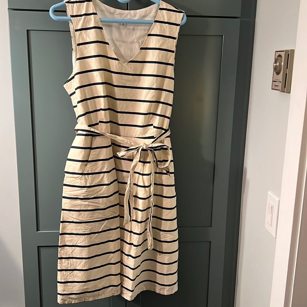 LL Bean Signature Sleeveless Dress Cotton Lined Side Zip Sz 16